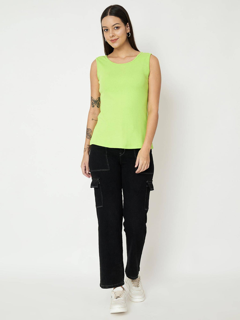 Maroon Round Neck Cotton Non Padded Camisole Top | TT98 - view 46