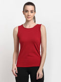 Maroon Round Neck Cotton Non Padded Camisole Top | TT98 - view 1