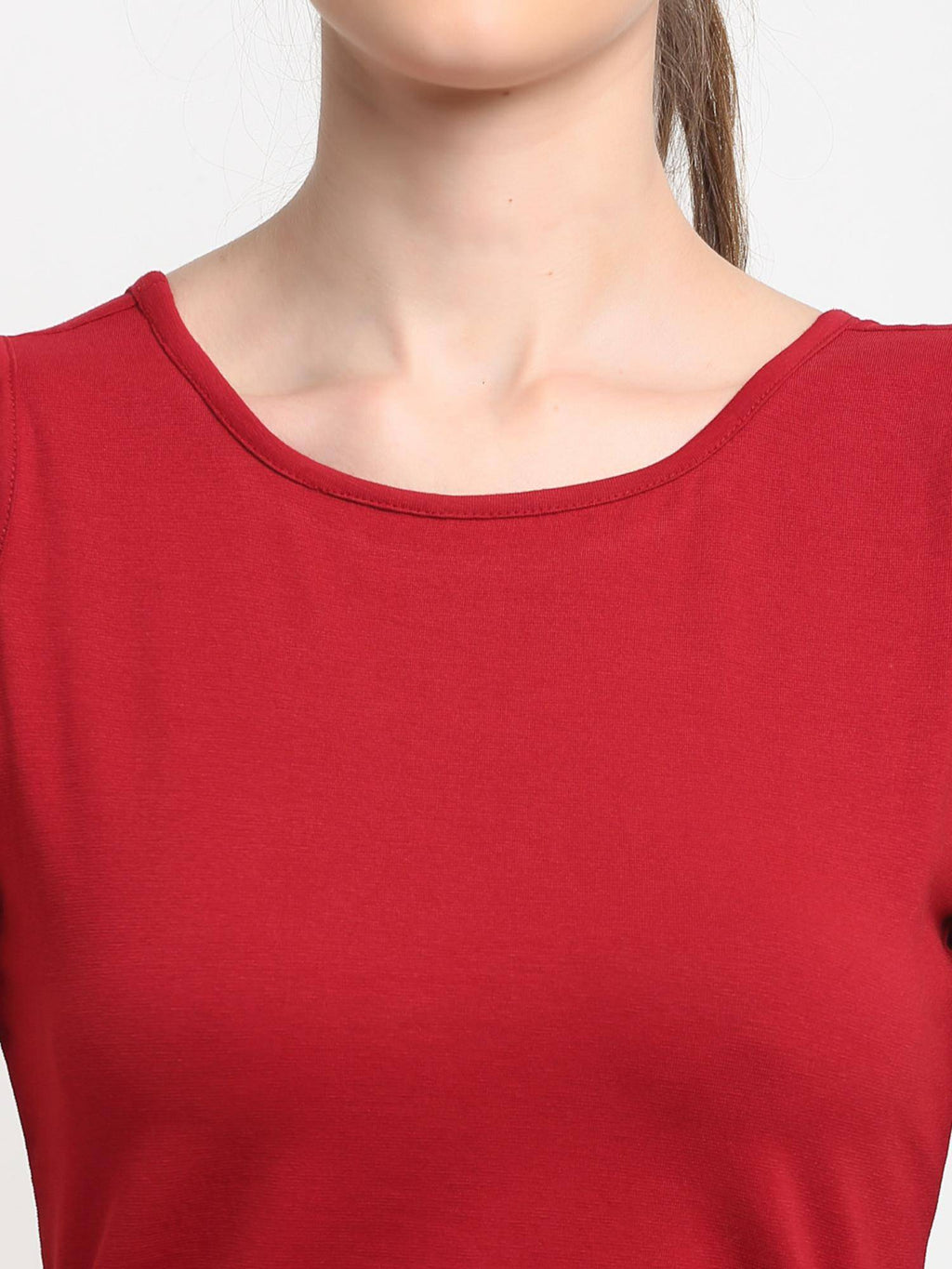 Maroon Round Neck Cotton Non Padded Camisole Top | TT98 - view 5