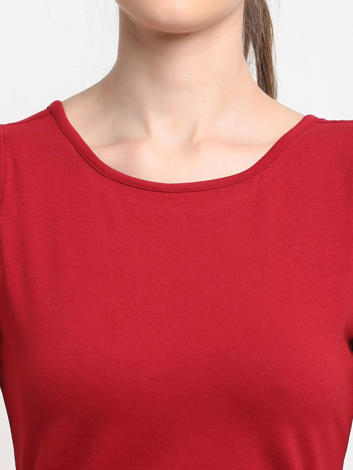 Maroon Round Neck Cotton Non Padded Camisole Top | TT98 - view 5