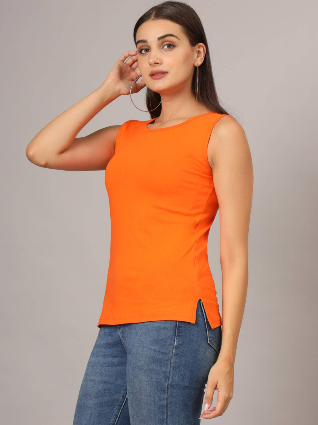 Beige Round Neck Cotton Non Padded Camisole Top | TT98 - view 39