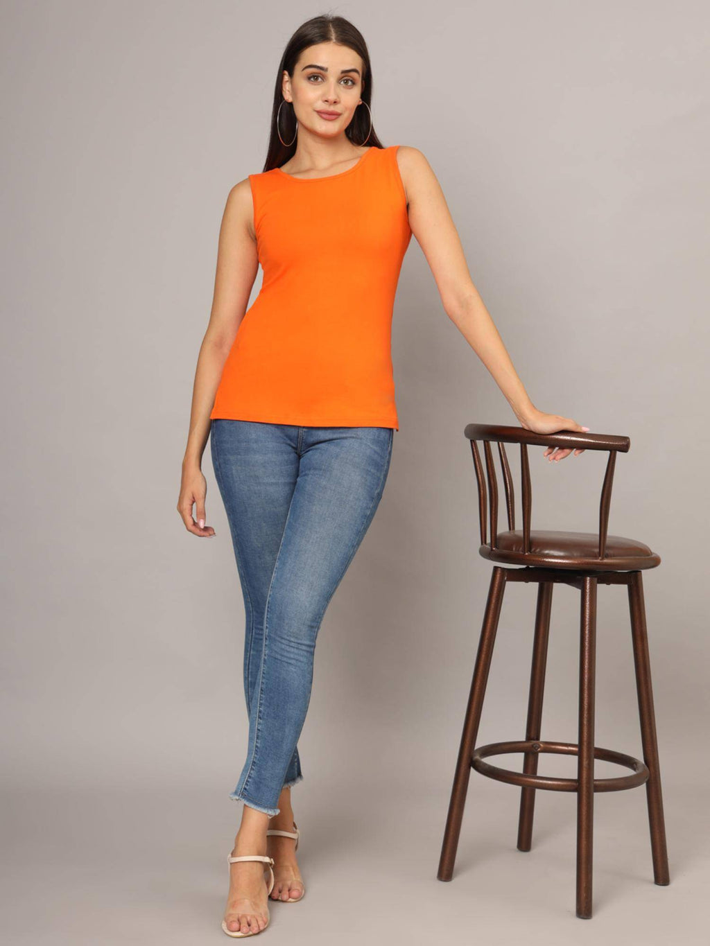 Beige Round Neck Cotton Non Padded Camisole Top | TT98 - view 42