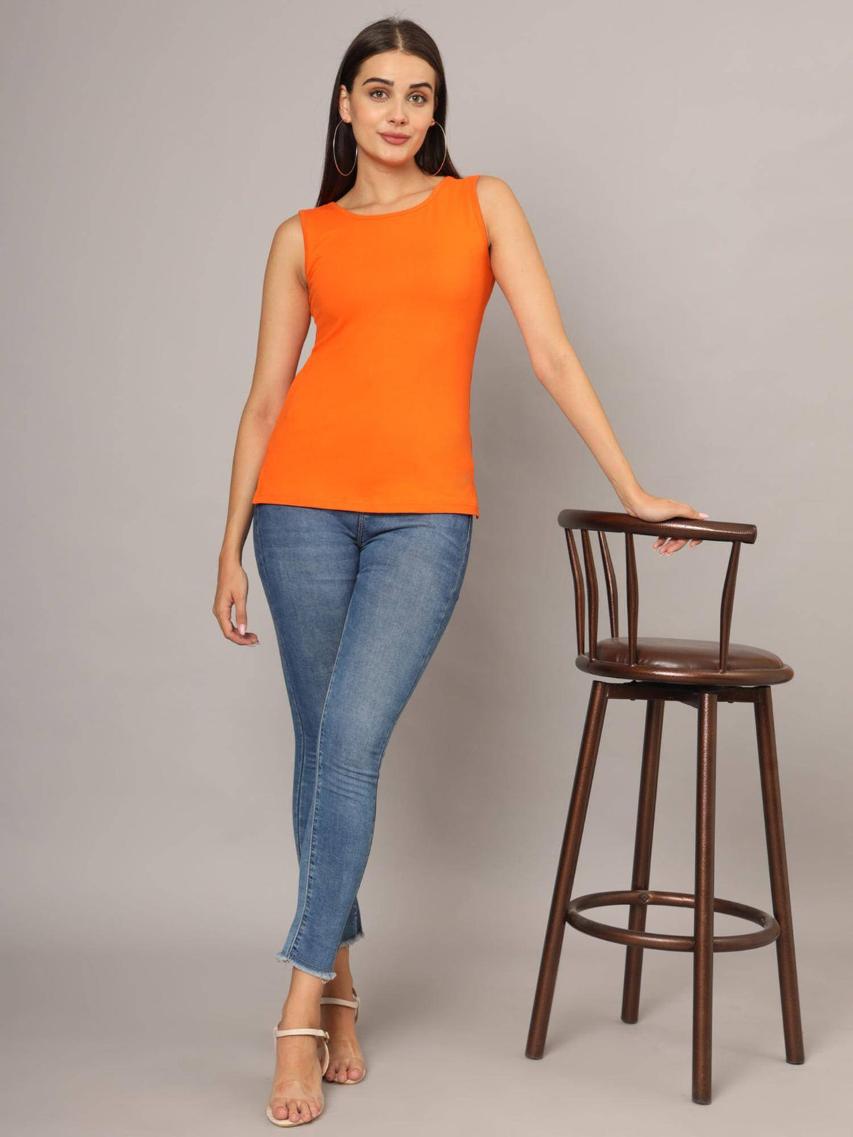 Beige Round Neck Cotton Non Padded Camisole Top | TT98 - view 42