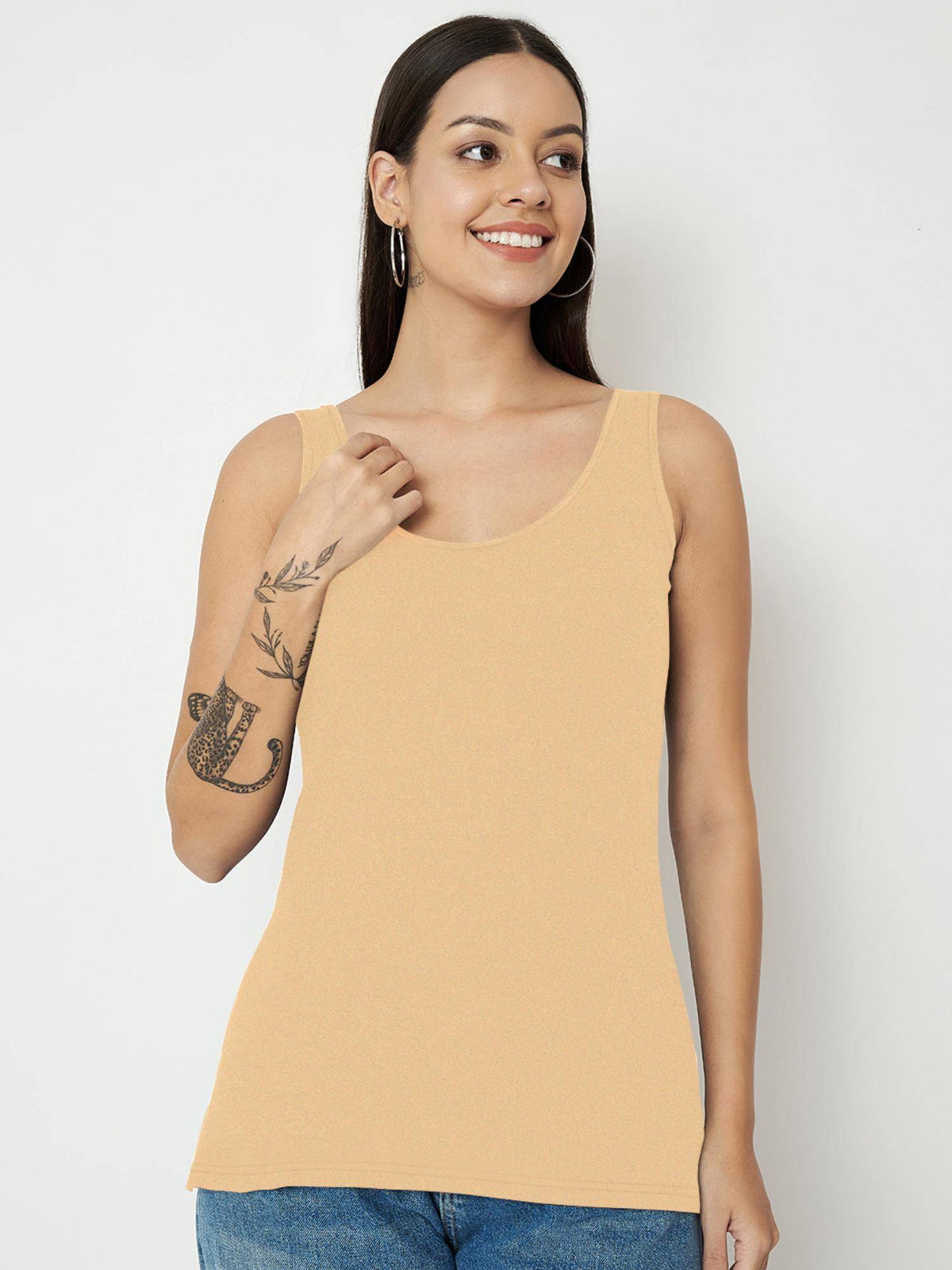 Black Round Neck Cotton Non Padded Camisole Top | TT98 - view 43