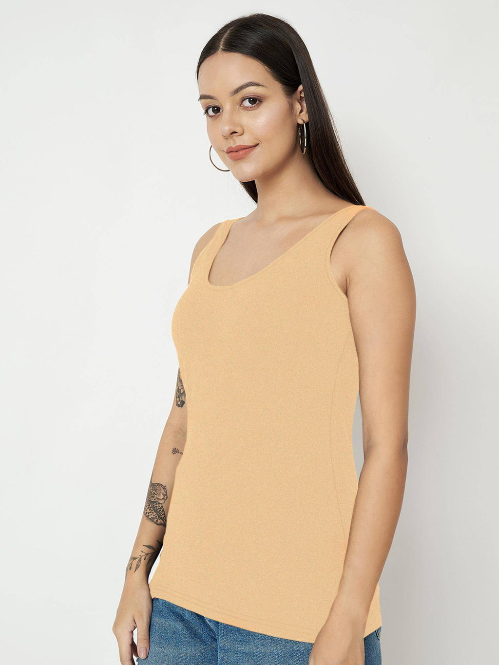 Green Round Neck Cotton Non Padded Camisole Top | TT98 - view 52