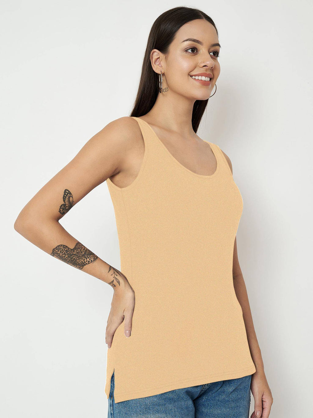 Purple Round Neck Cotton Non Padded Camisole Top | TT98 - view 32