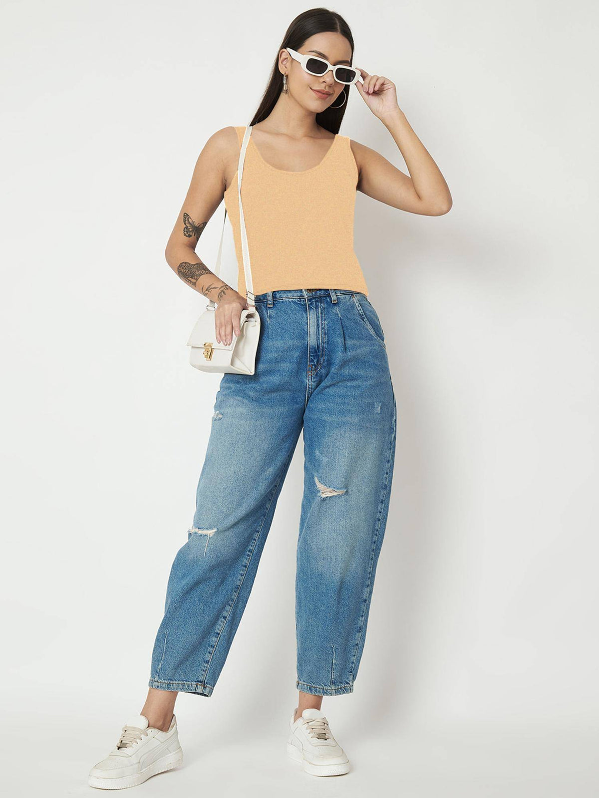 Pink Round Neck Cotton Non Padded Camisole Top | TT98 - view 35