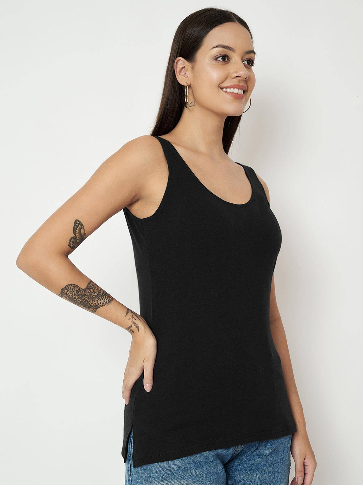 Purple Round Neck Cotton Non Padded Camisole Top | TT98 - view 60