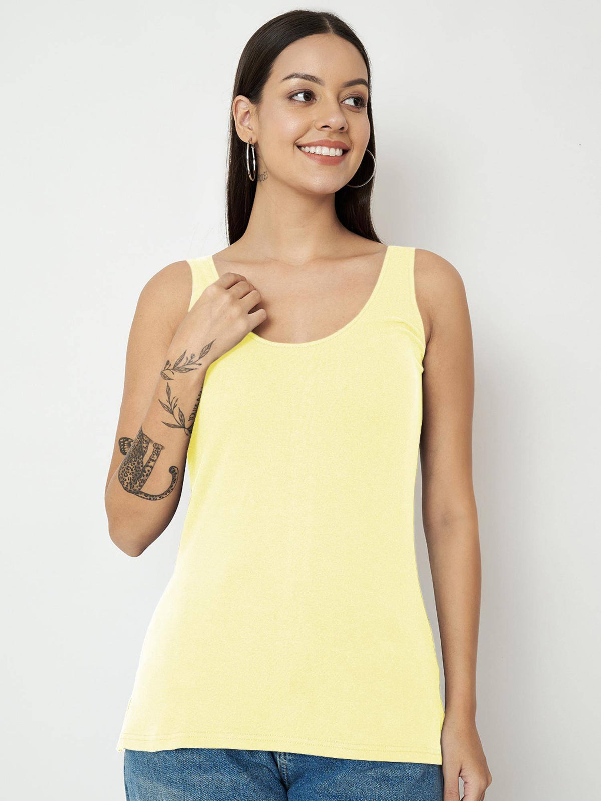 Black Round Neck Cotton Non Padded Camisole Top | TT98 - view 57