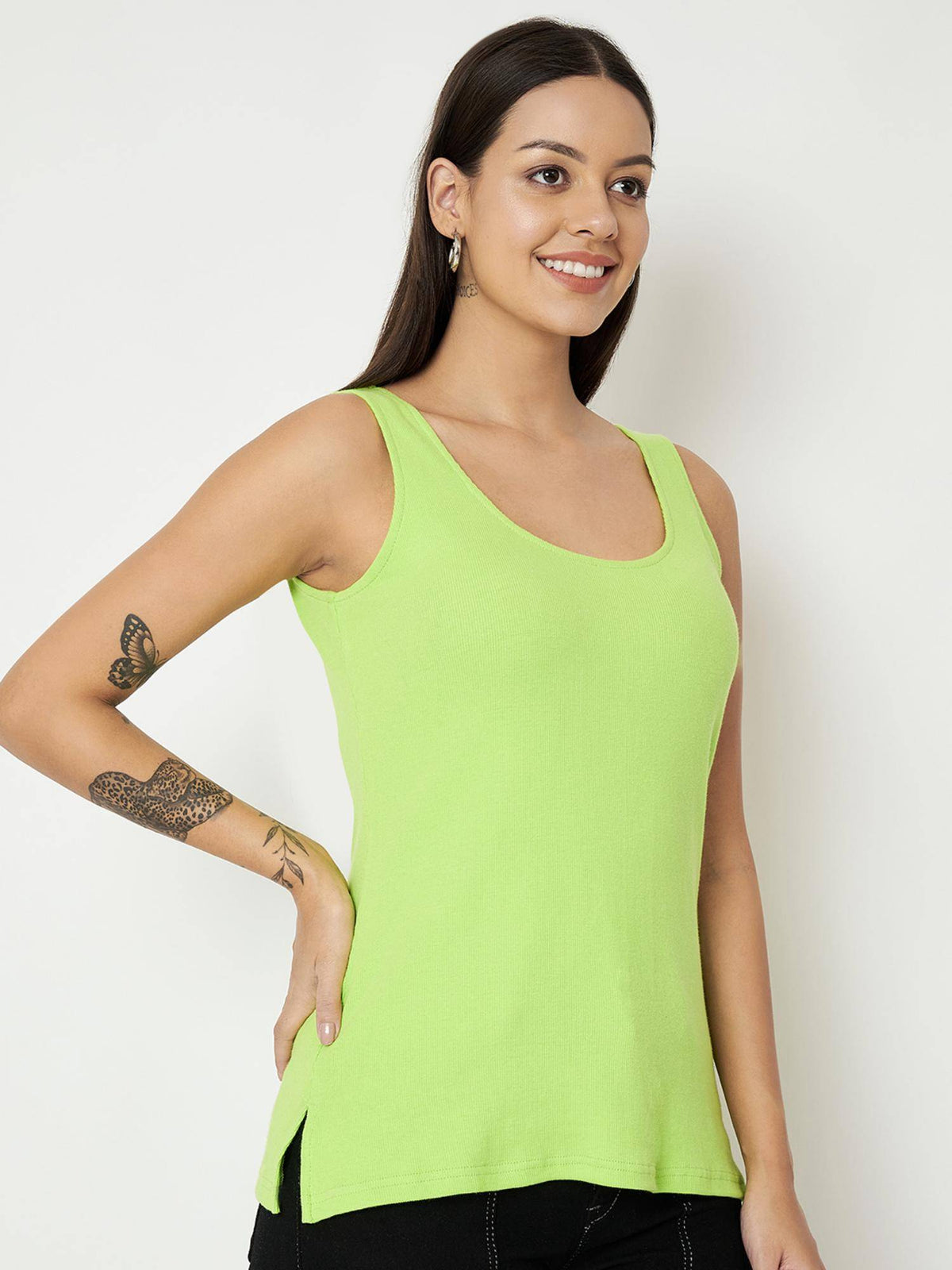 Purple Round Neck Cotton Non Padded Camisole Top | TT98 - view 39