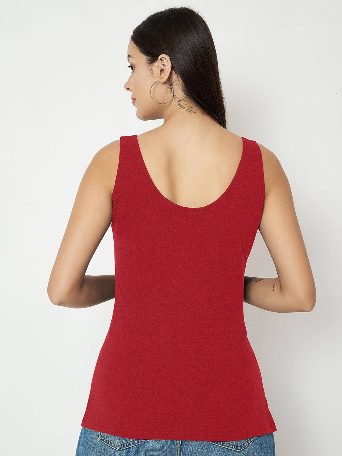 Pink Round Neck Cotton Non Padded Camisole Top | TT98 - view 51