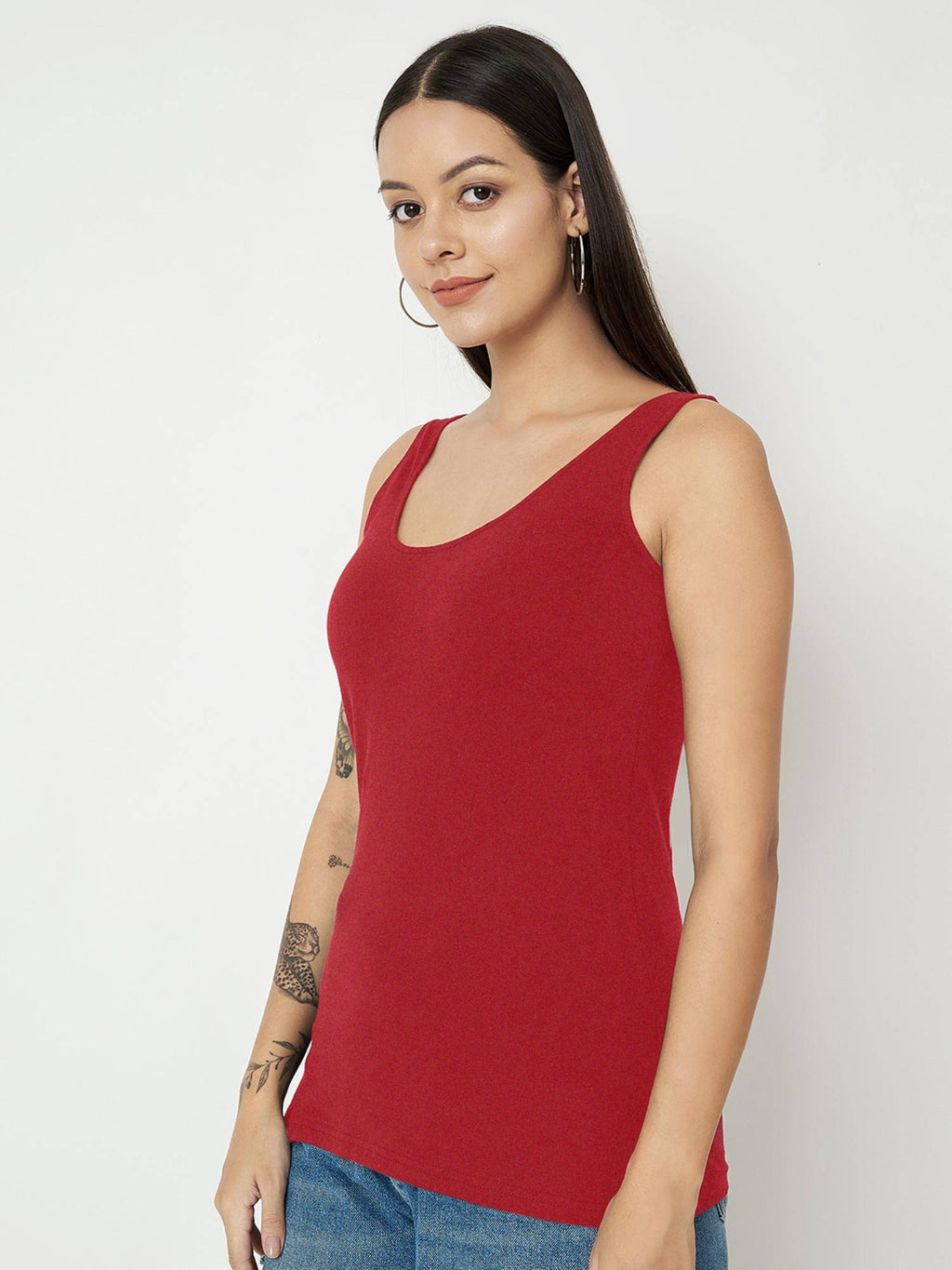 Pink Round Neck Cotton Non Padded Camisole Top | TT98 - view 52