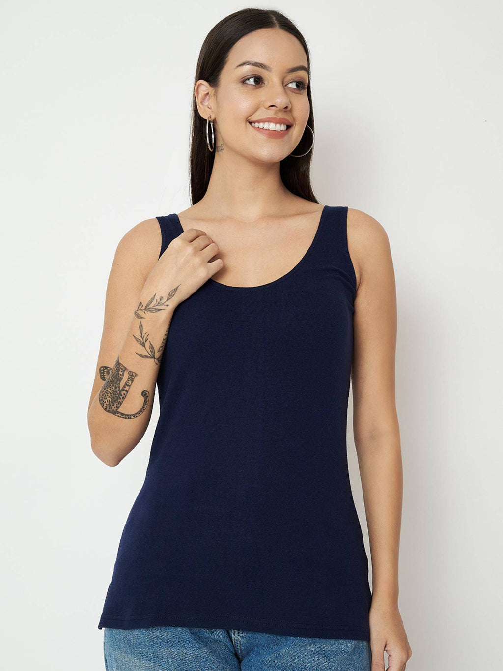 Green Round Neck Cotton Non Padded Camisole Top | TT98 - view 8