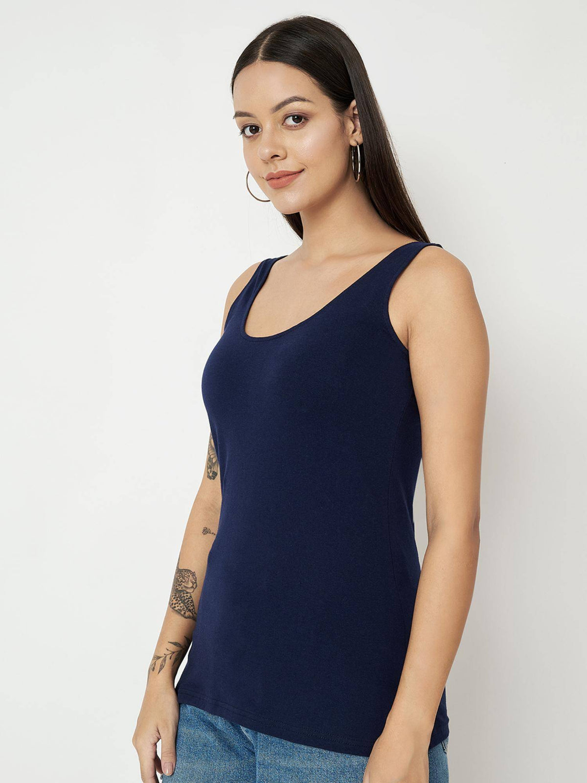 Green Round Neck Cotton Non Padded Camisole Top | TT98 - view 10
