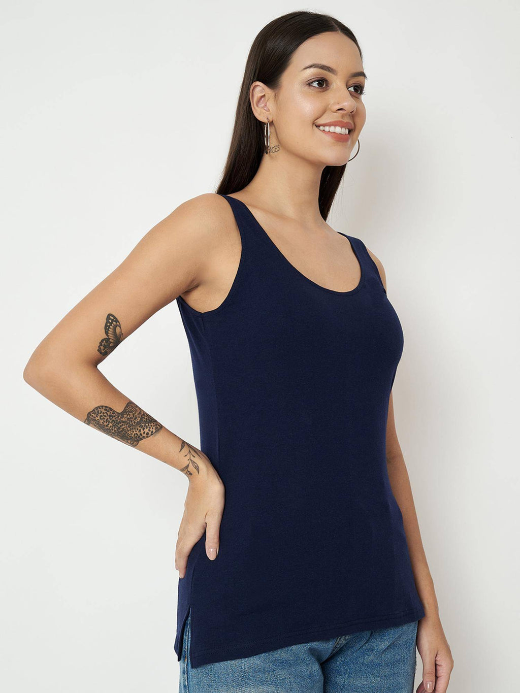 Green Round Neck Cotton Non Padded Camisole Top | TT98 - view 11