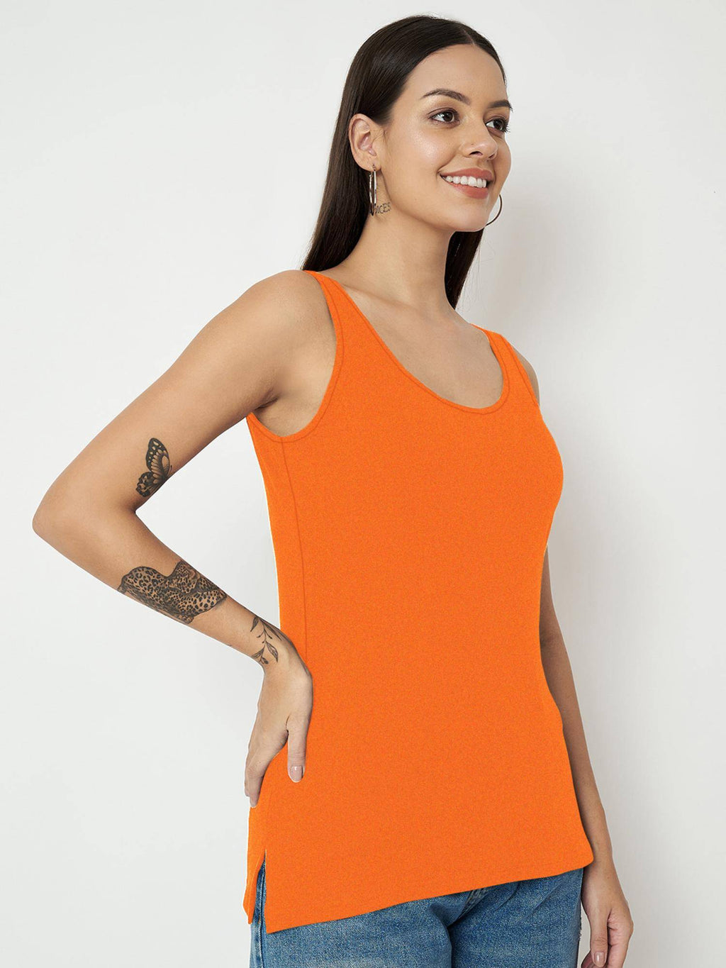 Green Round Neck Cotton Non Padded Camisole Top | TT98 - view 46