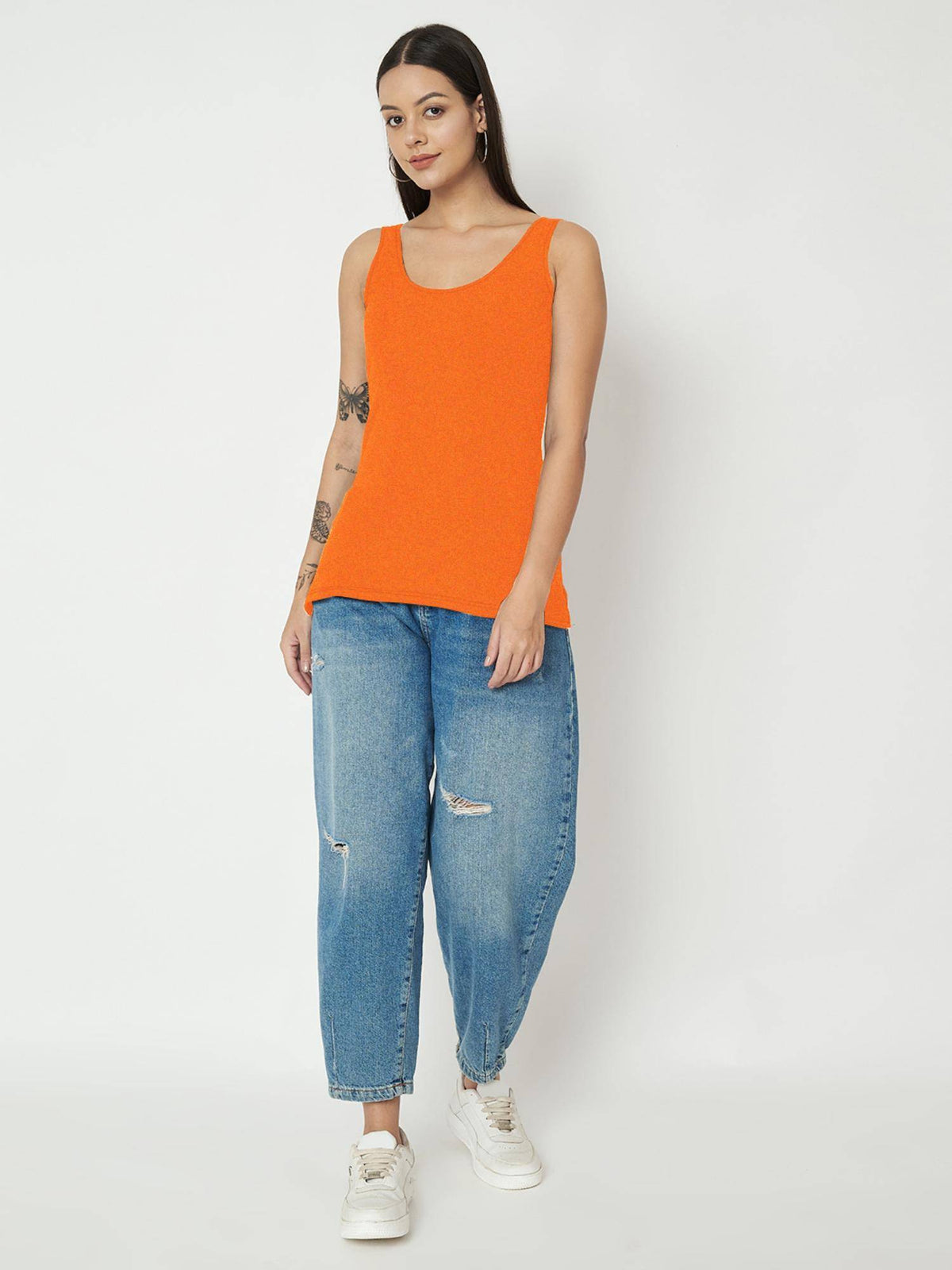 Green Round Neck Cotton Non Padded Camisole Top | TT98 - view 48