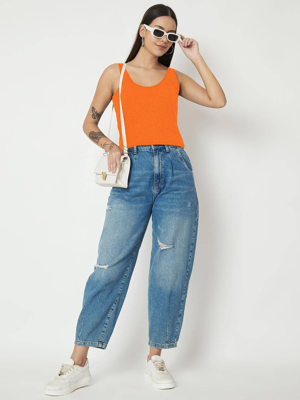 Purple Round Neck Cotton Non Padded Camisole Top | TT98 - view 49