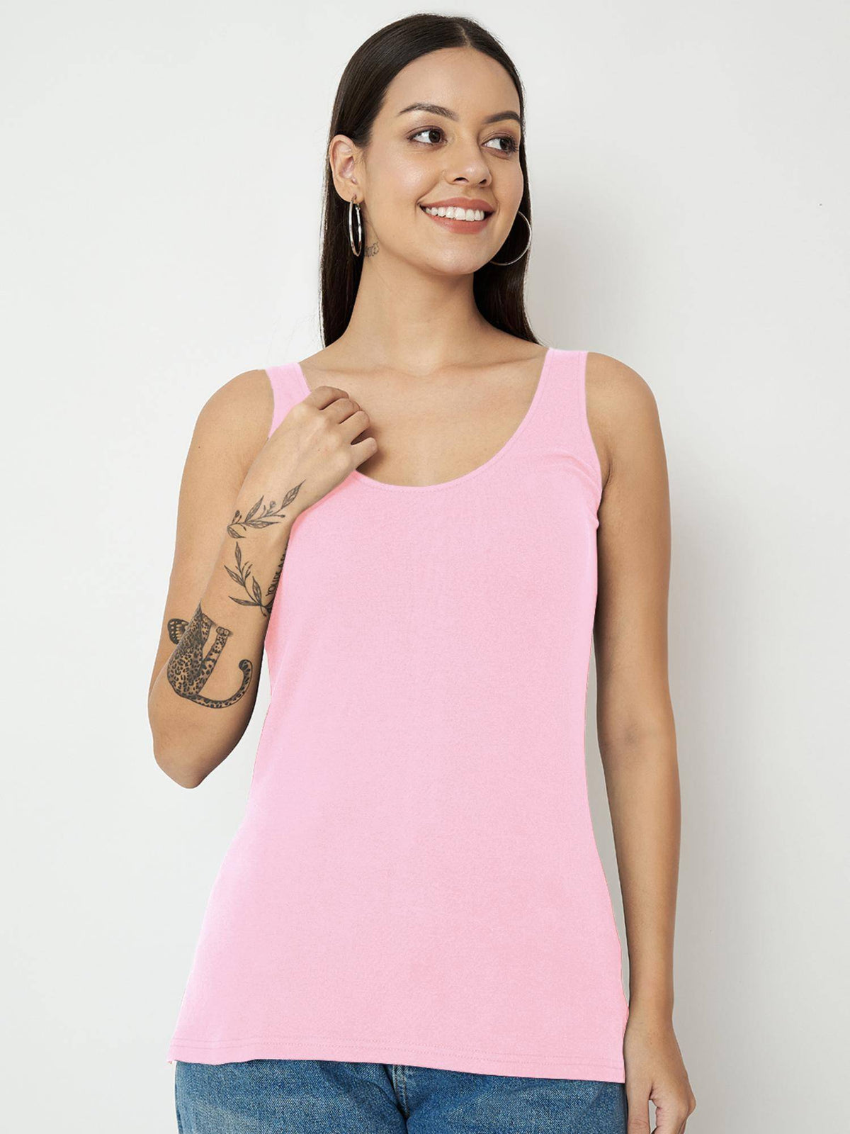 Black Round Neck Cotton Non Padded Camisole Top | TT98 - view 22
