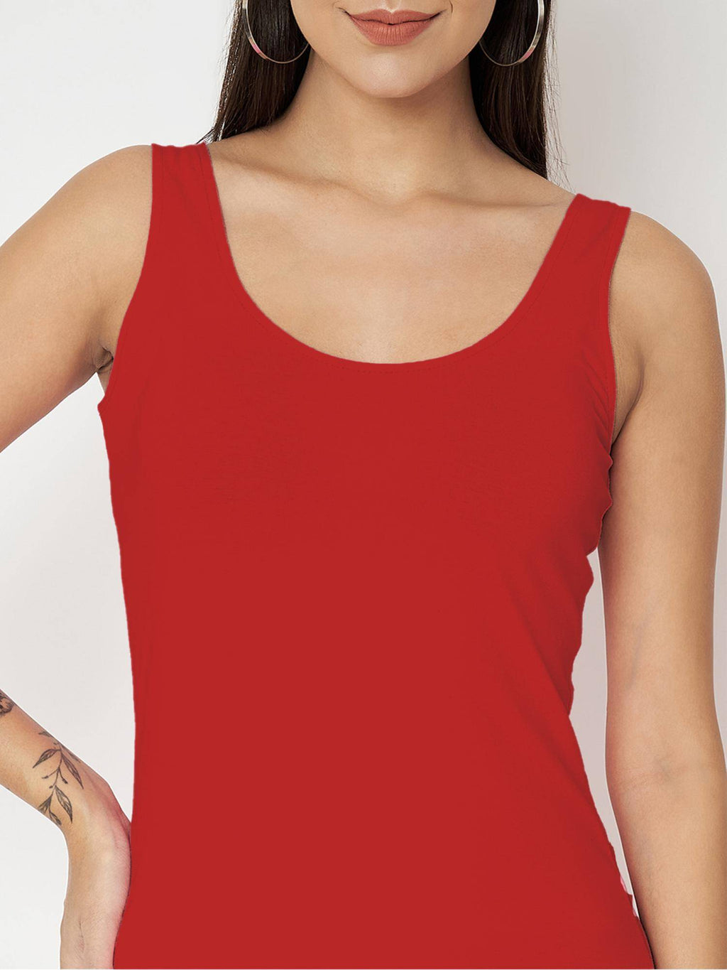 Pink Cotton Round Neck Longline Side Slits Slip Top | TT98 - view 26