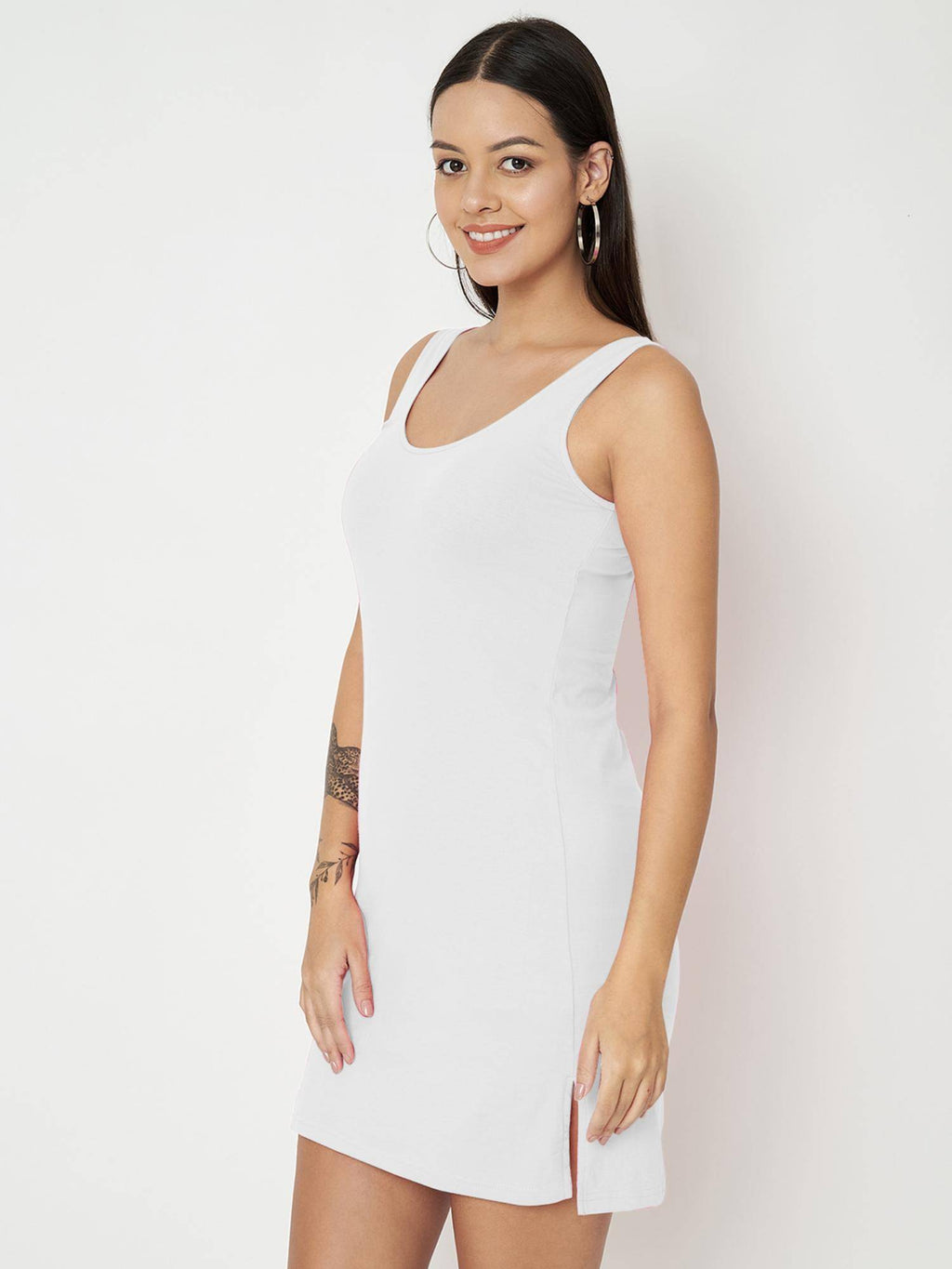 Pink Cotton Round Neck Longline Side Slits Slip Top | TT98 - view 31