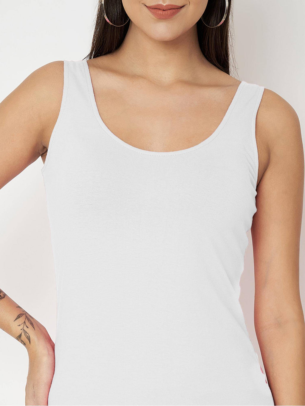 Pink Cotton Round Neck Longline Side Slits Slip Top | TT98 - view 33