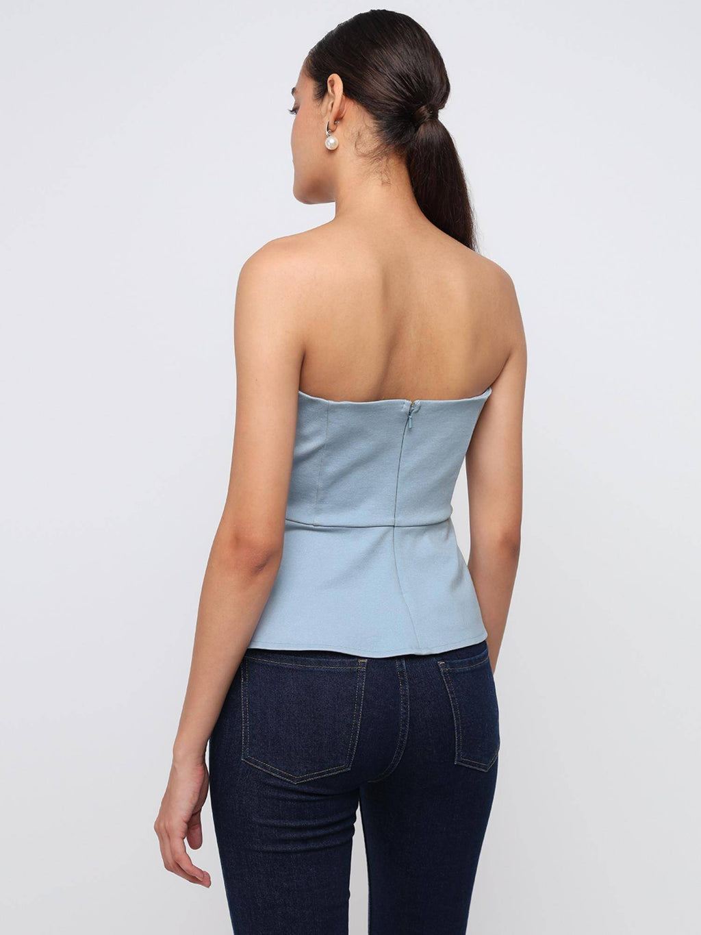 Embroidery Blue Peplum Top | pt51 - view 4