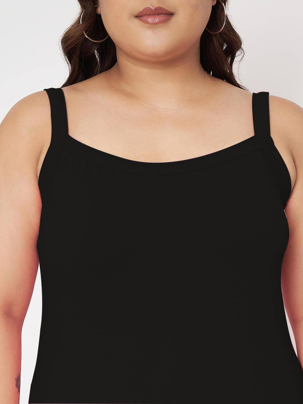Black Plus Size Non-Padded Camisole Top | TT98 - view 2