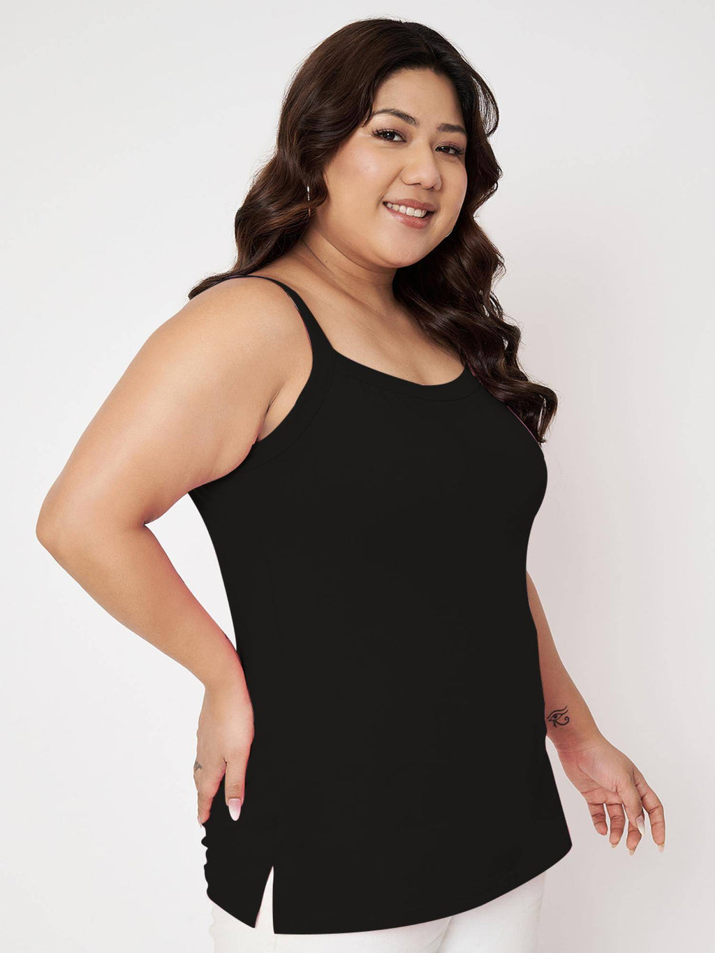 Black Plus Size Non-Padded Camisole Top | TT98 - view 4