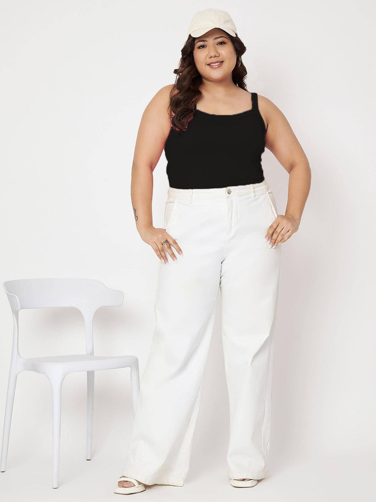 Black Plus Size Non-Padded Camisole Top | TT98 - view 7