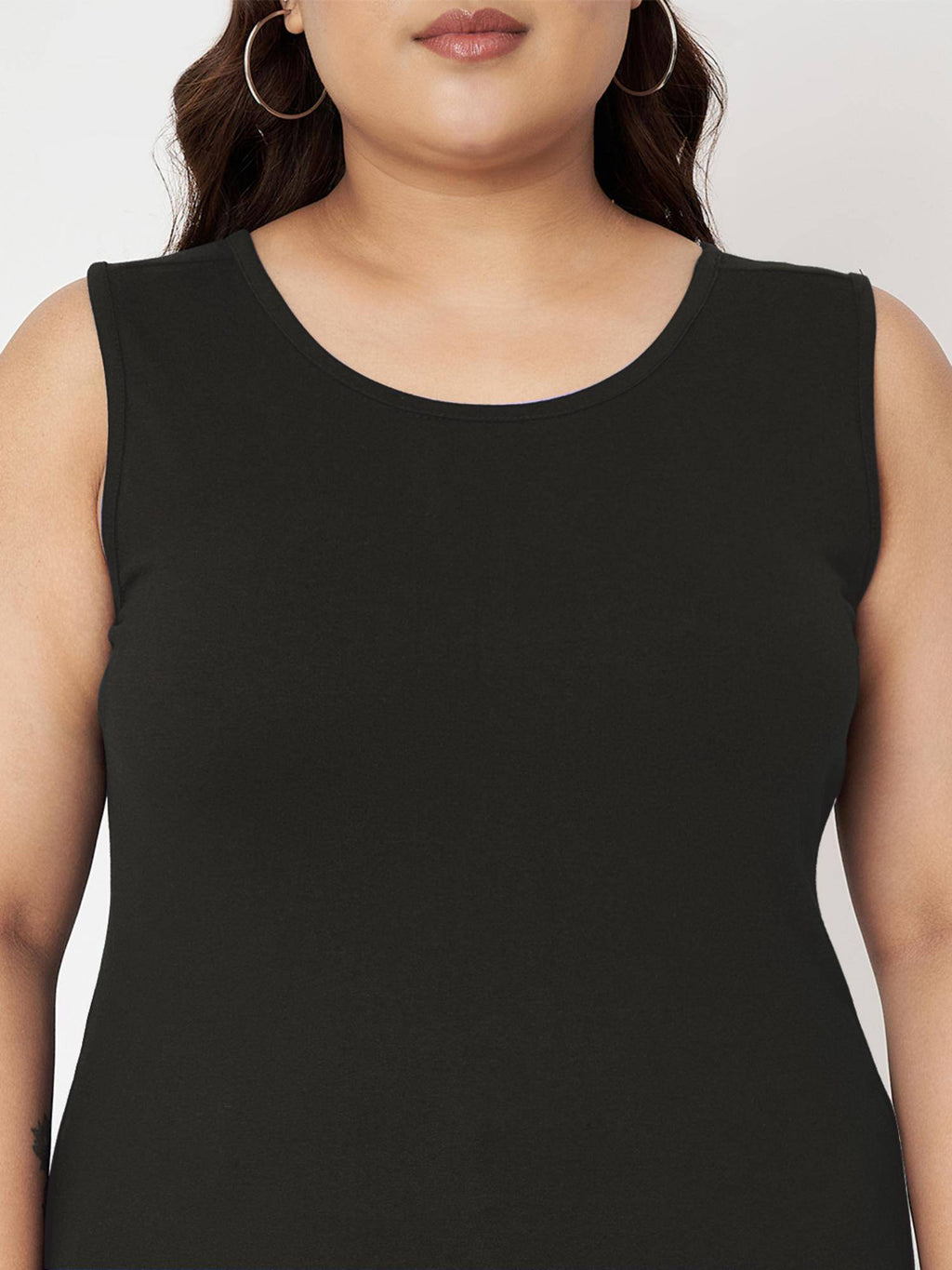 White Plus Size Round Neck Cotton Non Padded Camisole Top | TT98 - view 38
