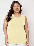 White Plus Size Round Neck Cotton Non Padded Camisole Top | TT98 - view 8