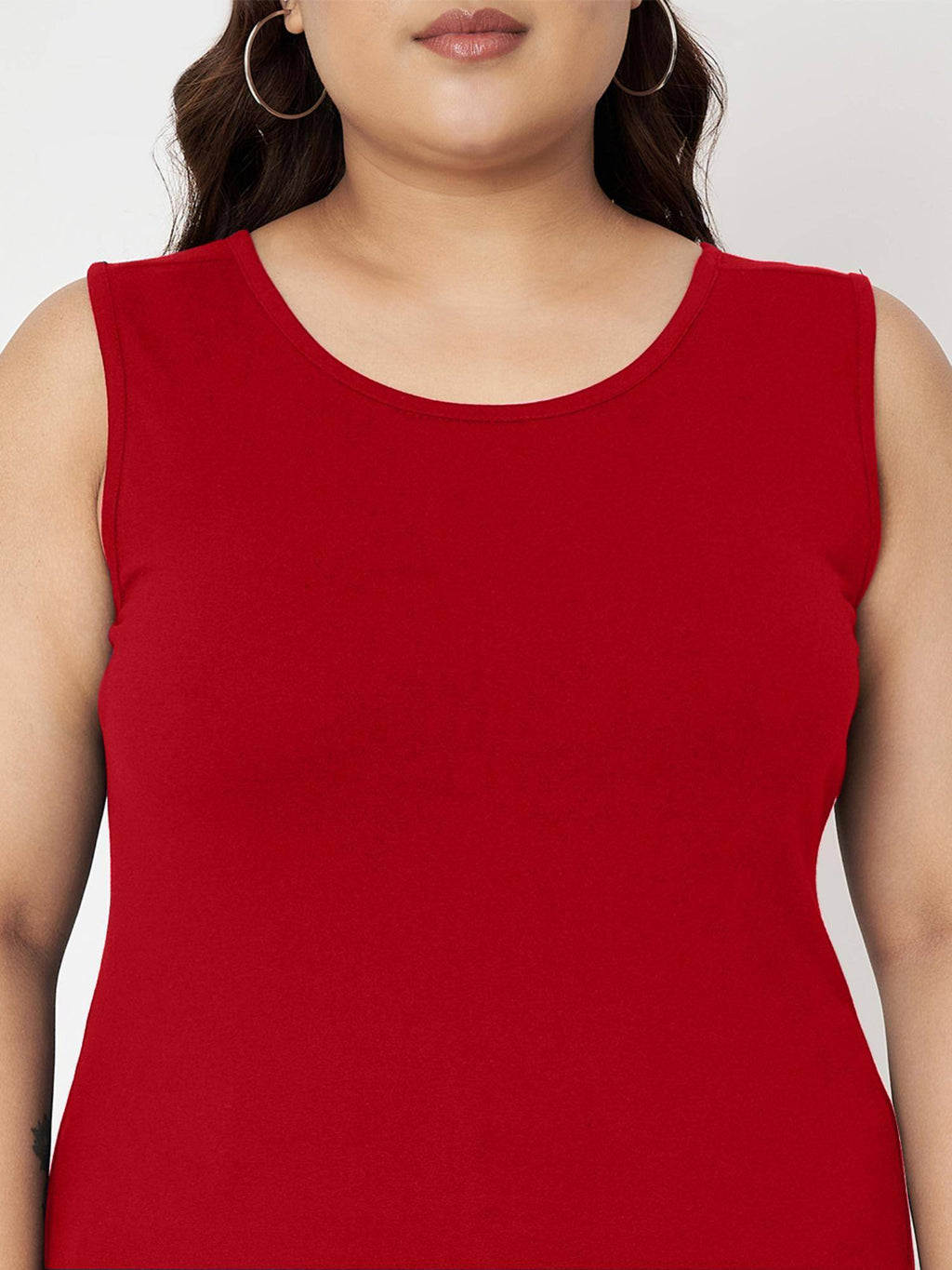 Black Plus Size Round Neck Cotton Non Padded Camisole Top | TT98 - view 17