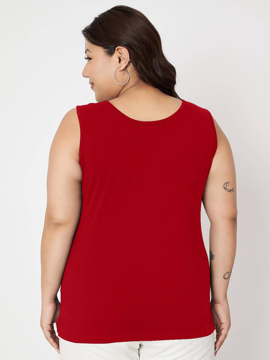 Black Plus Size Round Neck Cotton Non Padded Camisole Top | TT98 - view 18