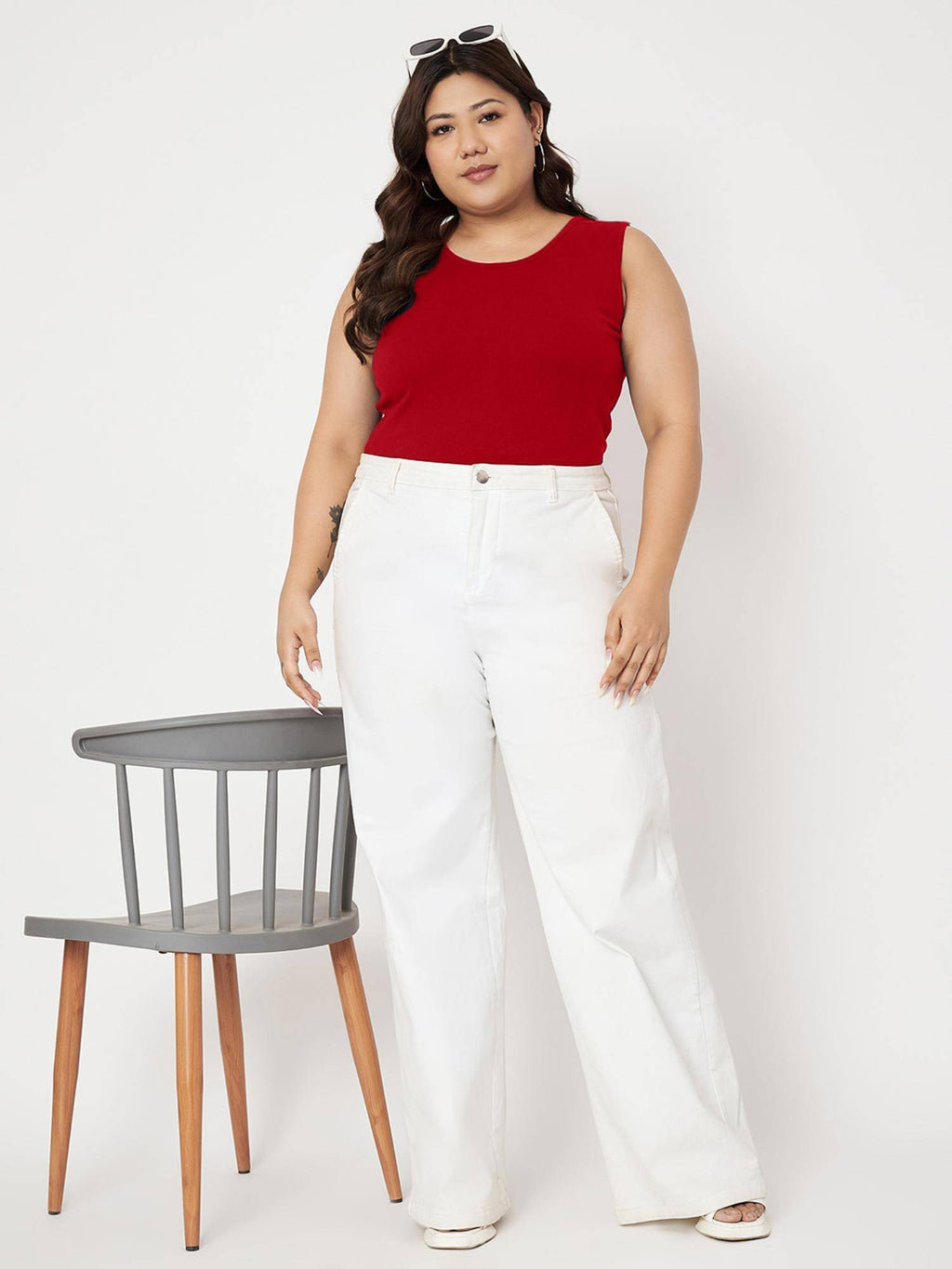 Black Plus Size Round Neck Cotton Non Padded Camisole Top | TT98 - view 21