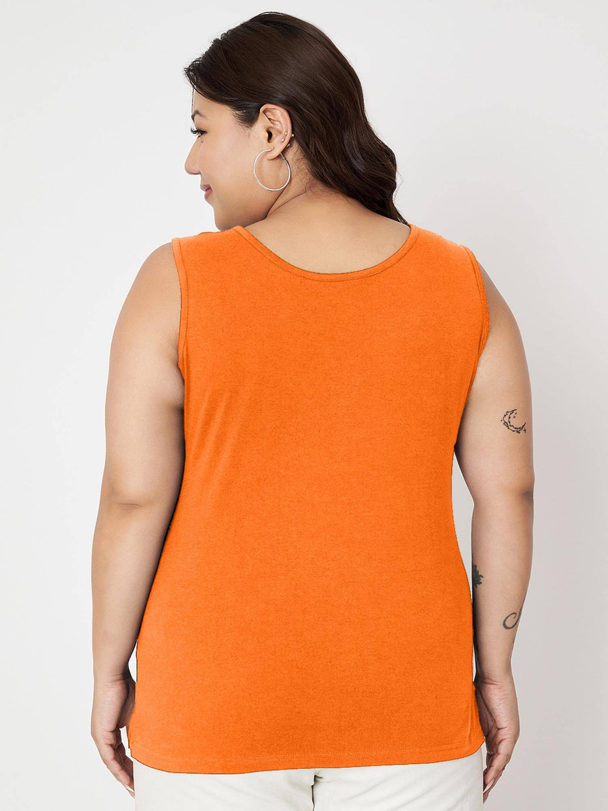 Black Plus Size Round Neck Cotton Non Padded Camisole Top | TT98 - view 31