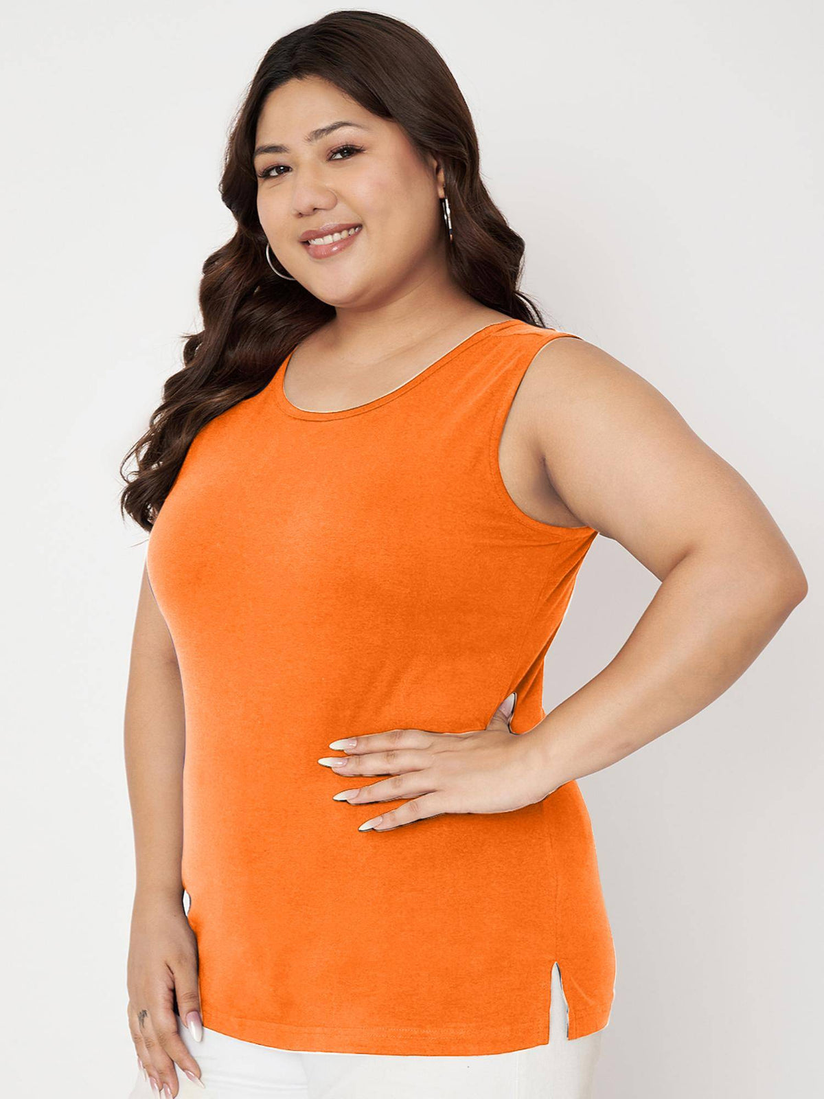 Black Plus Size Round Neck Cotton Non Padded Camisole Top | TT98 - view 33