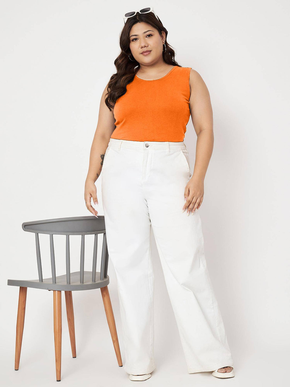 Black Plus Size Round Neck Cotton Non Padded Camisole Top | TT98 - view 35