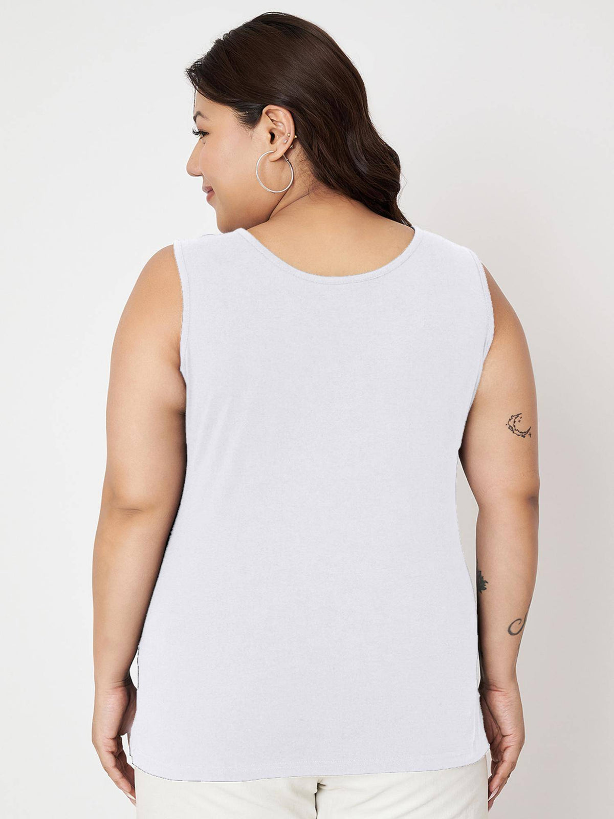 Black Plus Size Round Neck Cotton Non Padded Camisole Top | TT98 - view 49