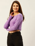 Women Black Solid Ribbed Crop Top | CT61 - view 44