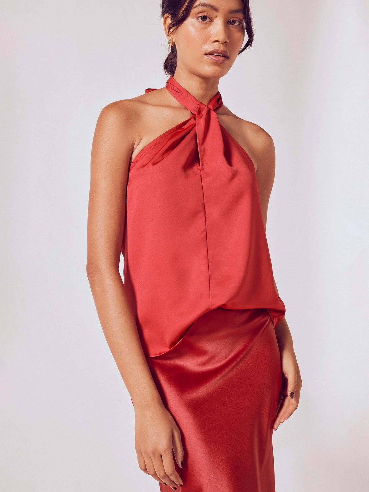 Women Ruby Satin Halter Neck Top | HT67 - view 1