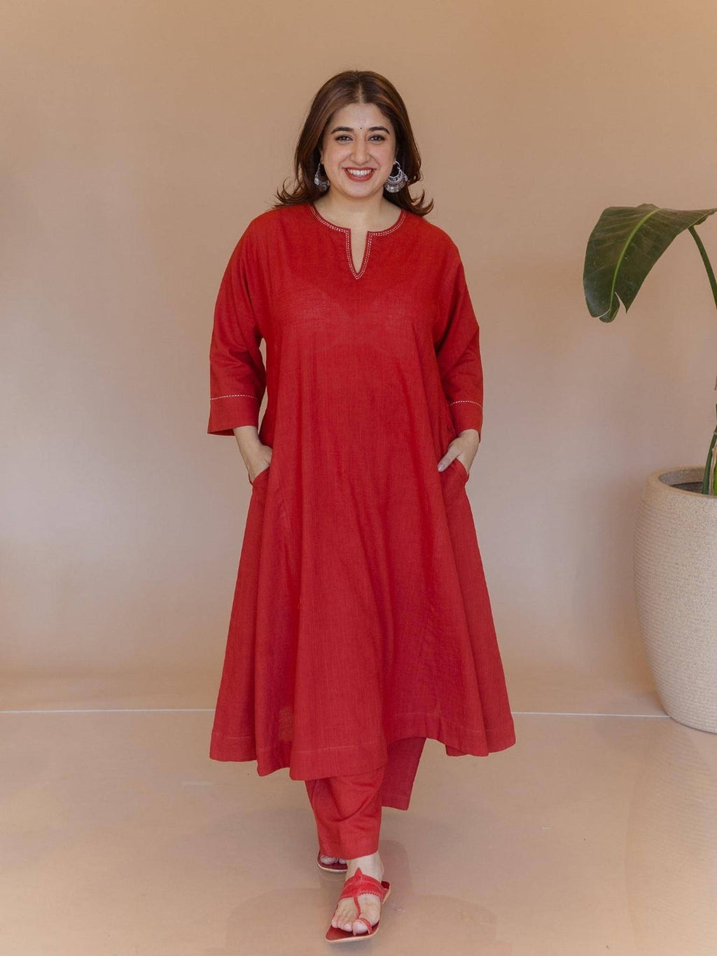 Nyra Yellow Solid Slub Cotton Jhabbha Kali Kurta With Hand Embroidery | KDG - view 23