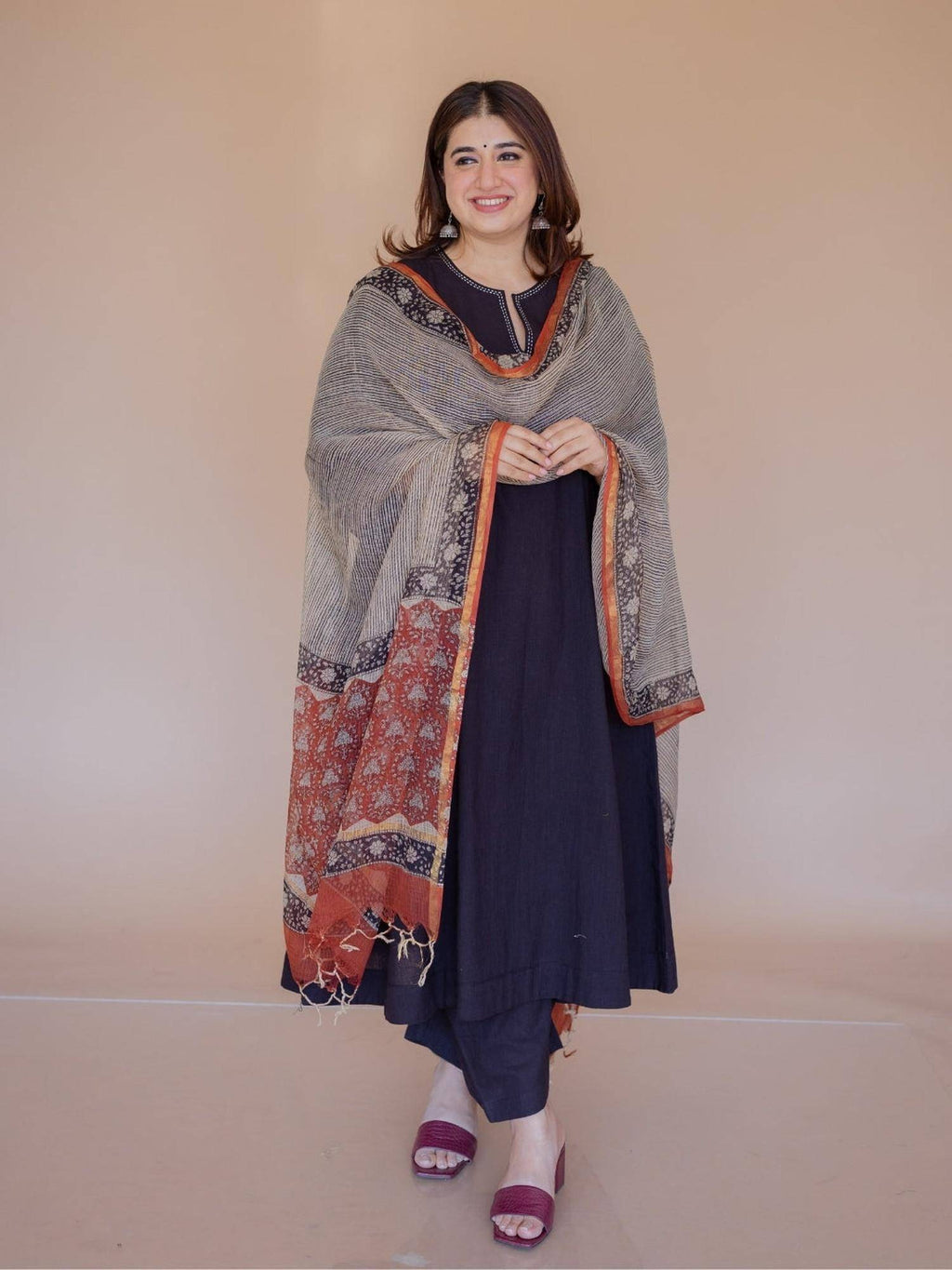 Nyra Yellow Solid Slub Cotton Jhabbha Kali Kurta With Hand Embroidery | KDG - view 14