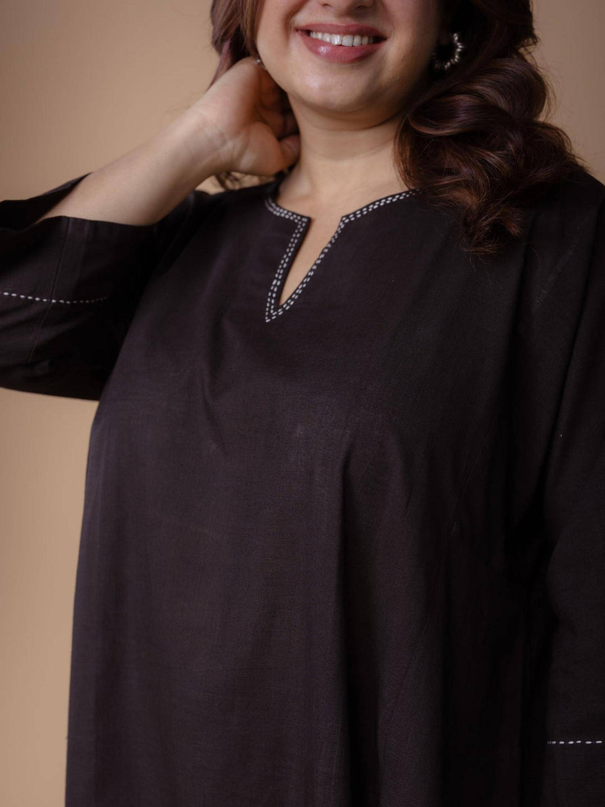 Nyra Red Solid Slub Cotton Jhabbha Kali Kurta with Hand Embroidery | KDG - view 22