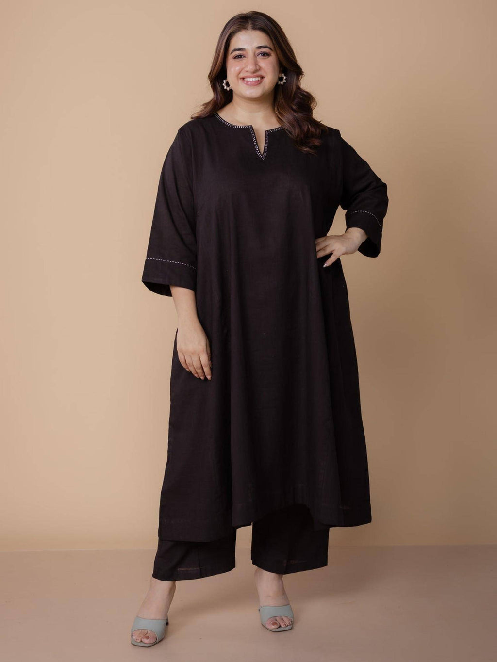 Nyra Yellow Solid Slub Cotton Jhabbha Kali Kurta With Hand Embroidery | KDG - view 13