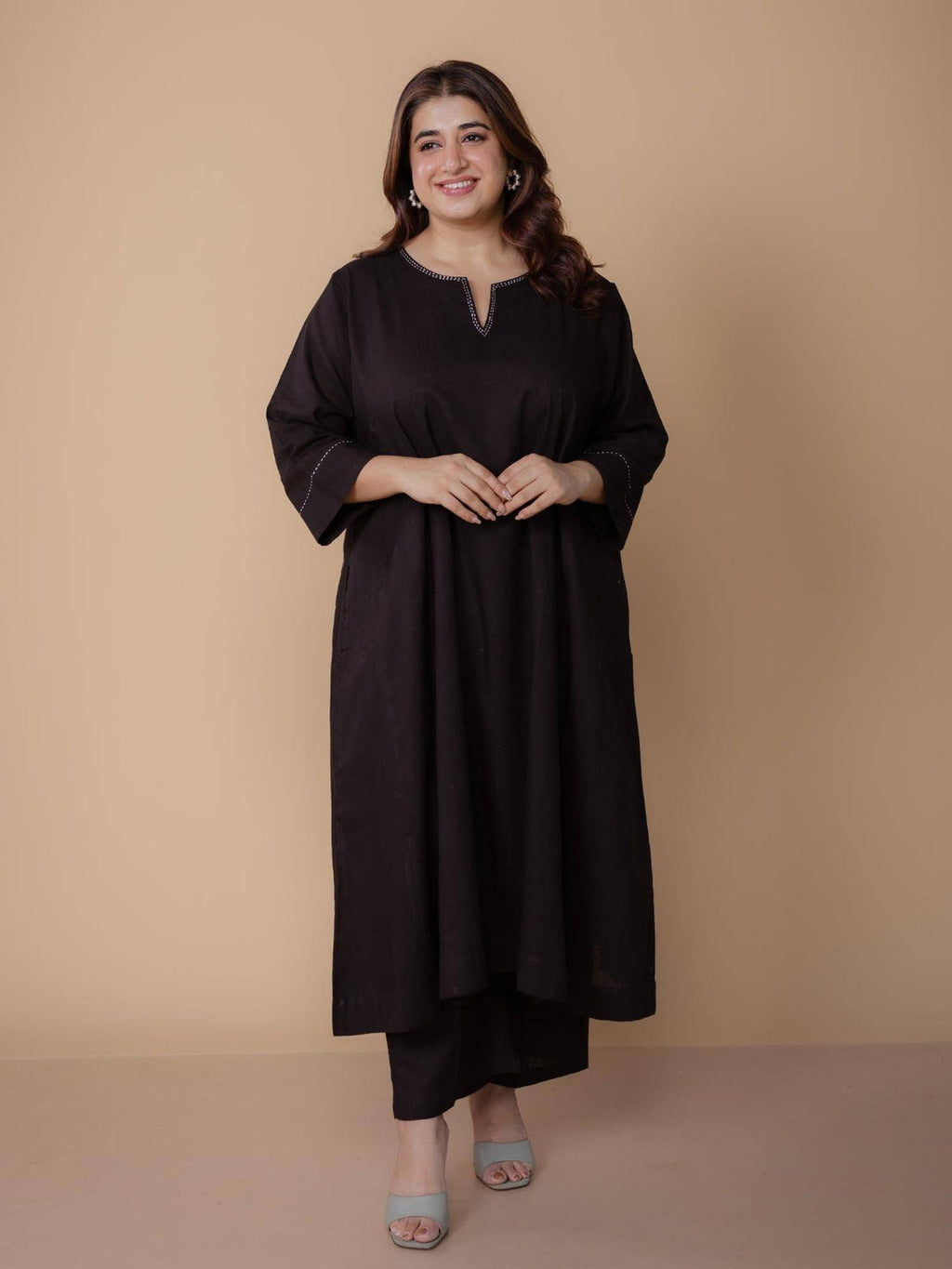 Nyra Yellow Solid Slub Cotton Jhabbha Kali Kurta With Hand Embroidery | KDG - view 15