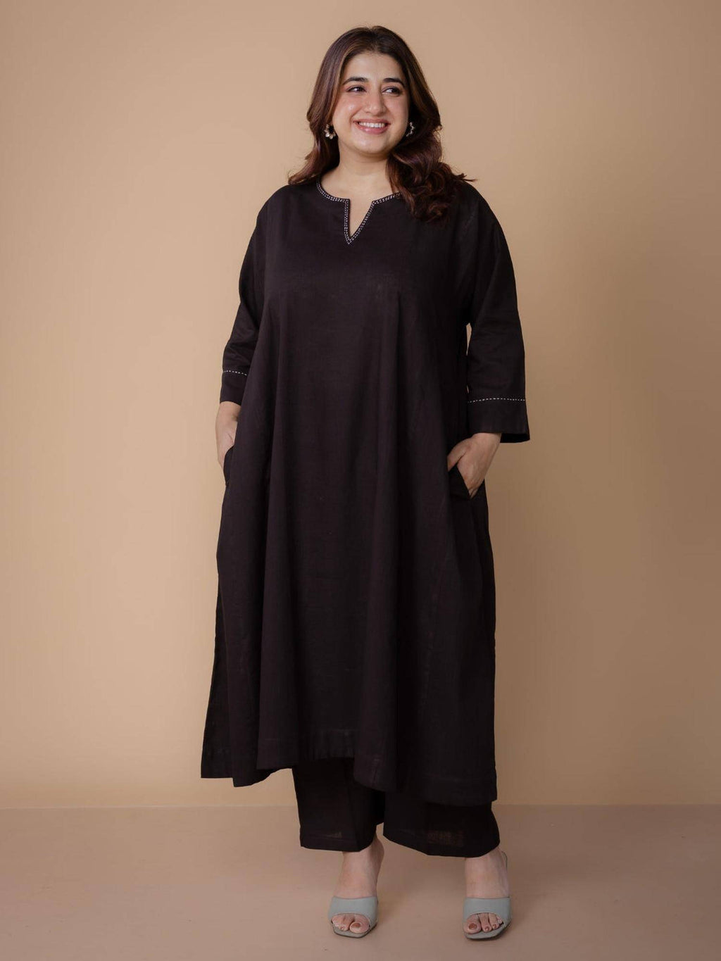 Nyra Red Solid Slub Cotton Jhabbha Kali Kurta with Hand Embroidery | KDG - view 27