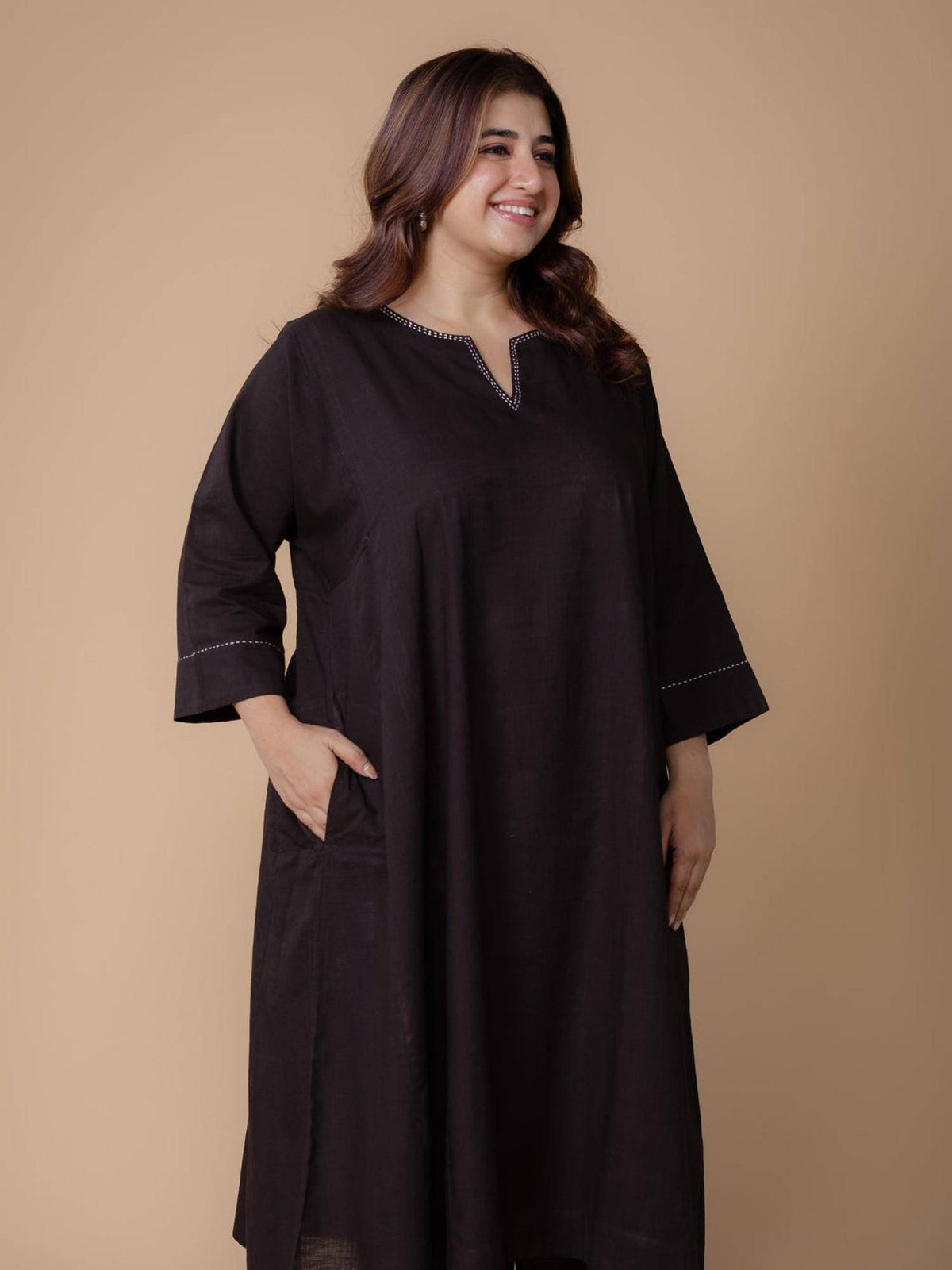 Nyra Red Solid Slub Cotton Jhabbha Kali Kurta with Hand Embroidery | KDG - view 29