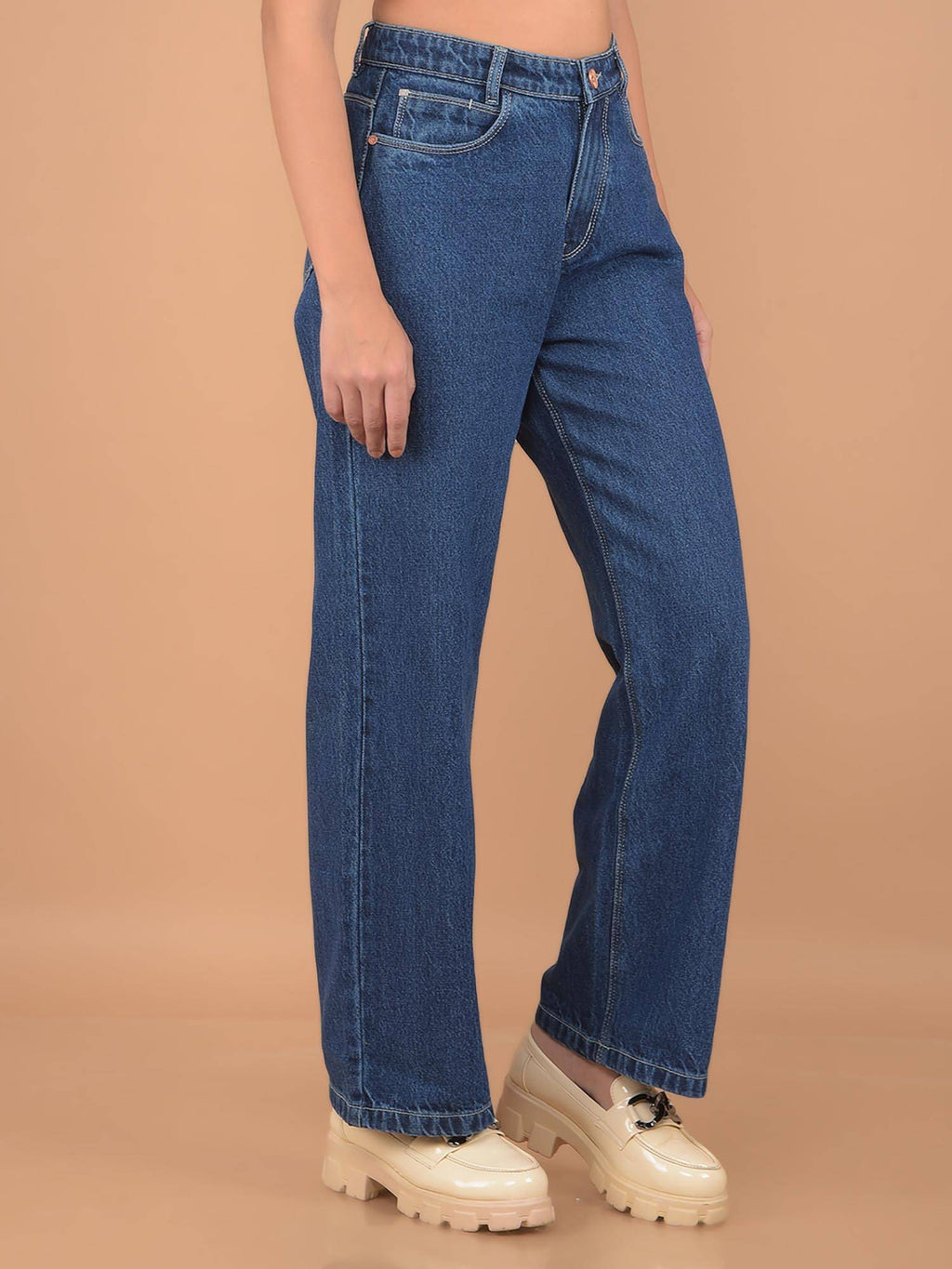 Womens Blue Straight 100% Cotton Jeans | ST23 - view 5