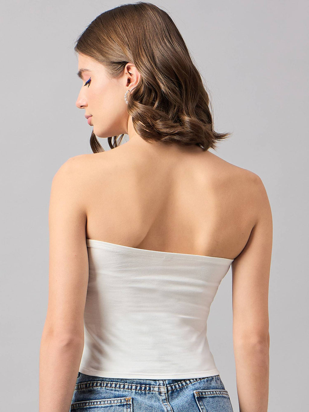 Off White Women Cotton Tube Top | TT90 - view 3